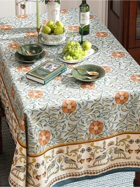 NEW patdrea Designer French Linen Tablecloth, Rectangular, 87"x63”
